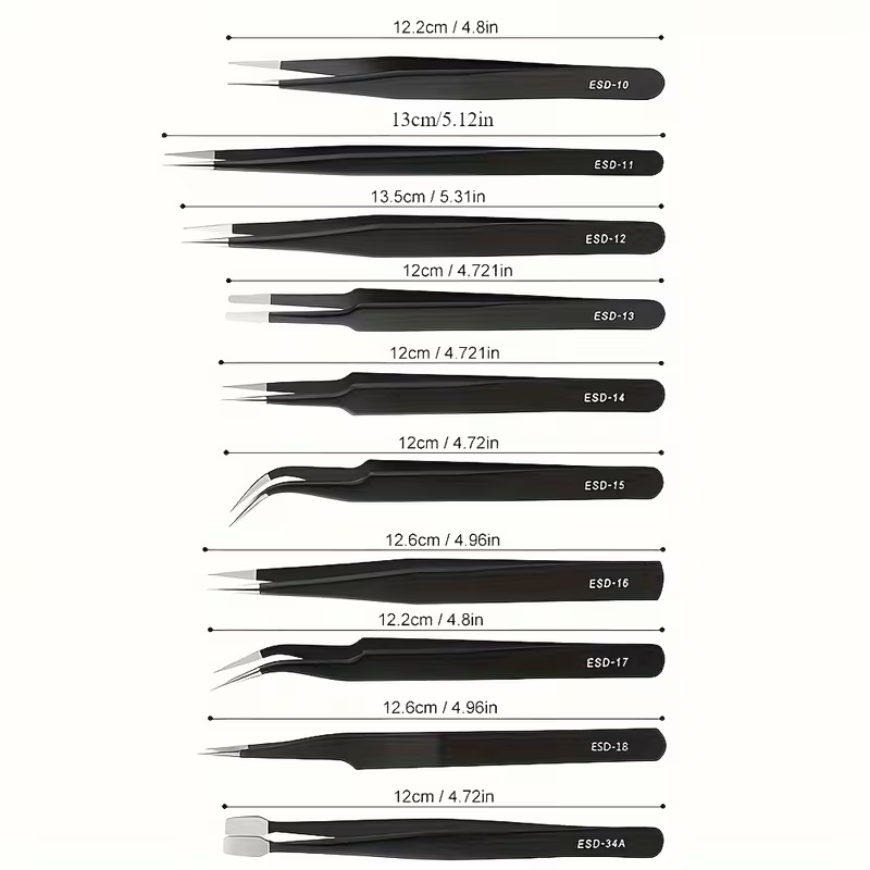 10Pcs ESD Anti‑Static Tweezers - Diy Electronics Gadget review and price